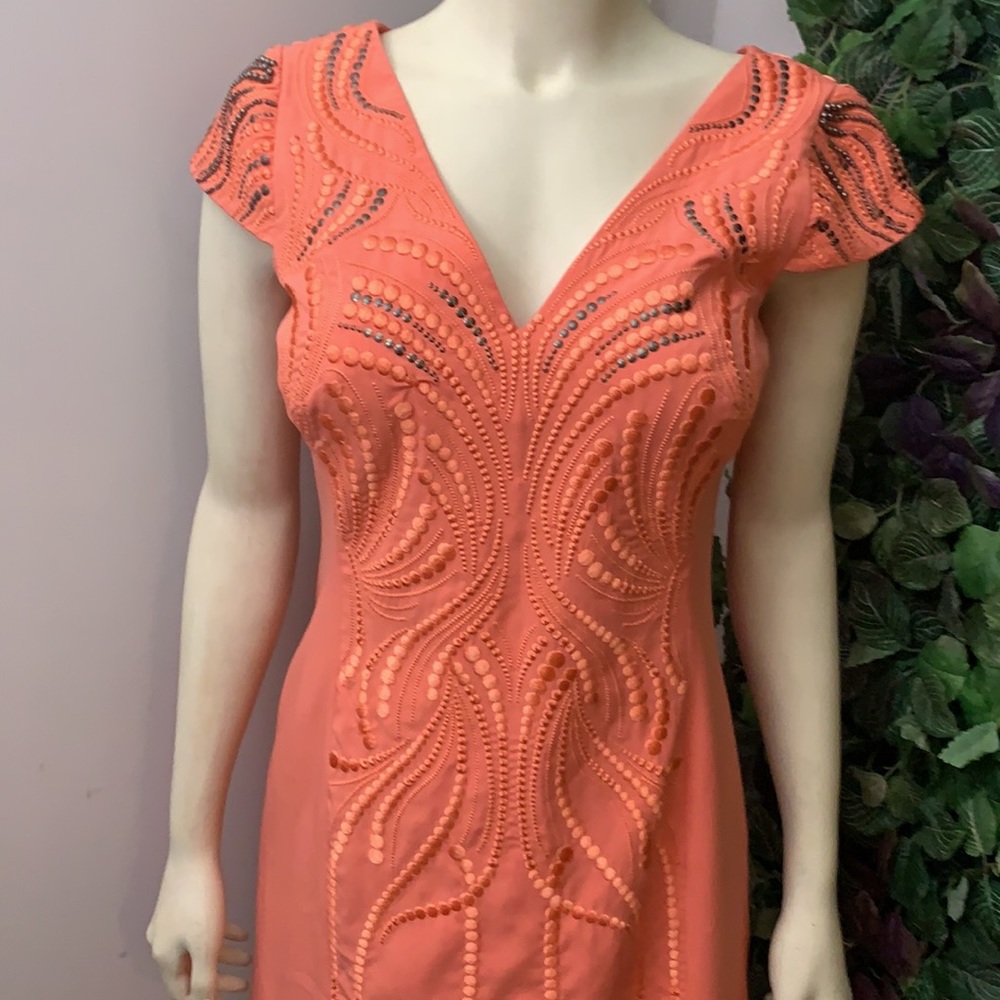 Karen Millen Orange embroidery studded Dress